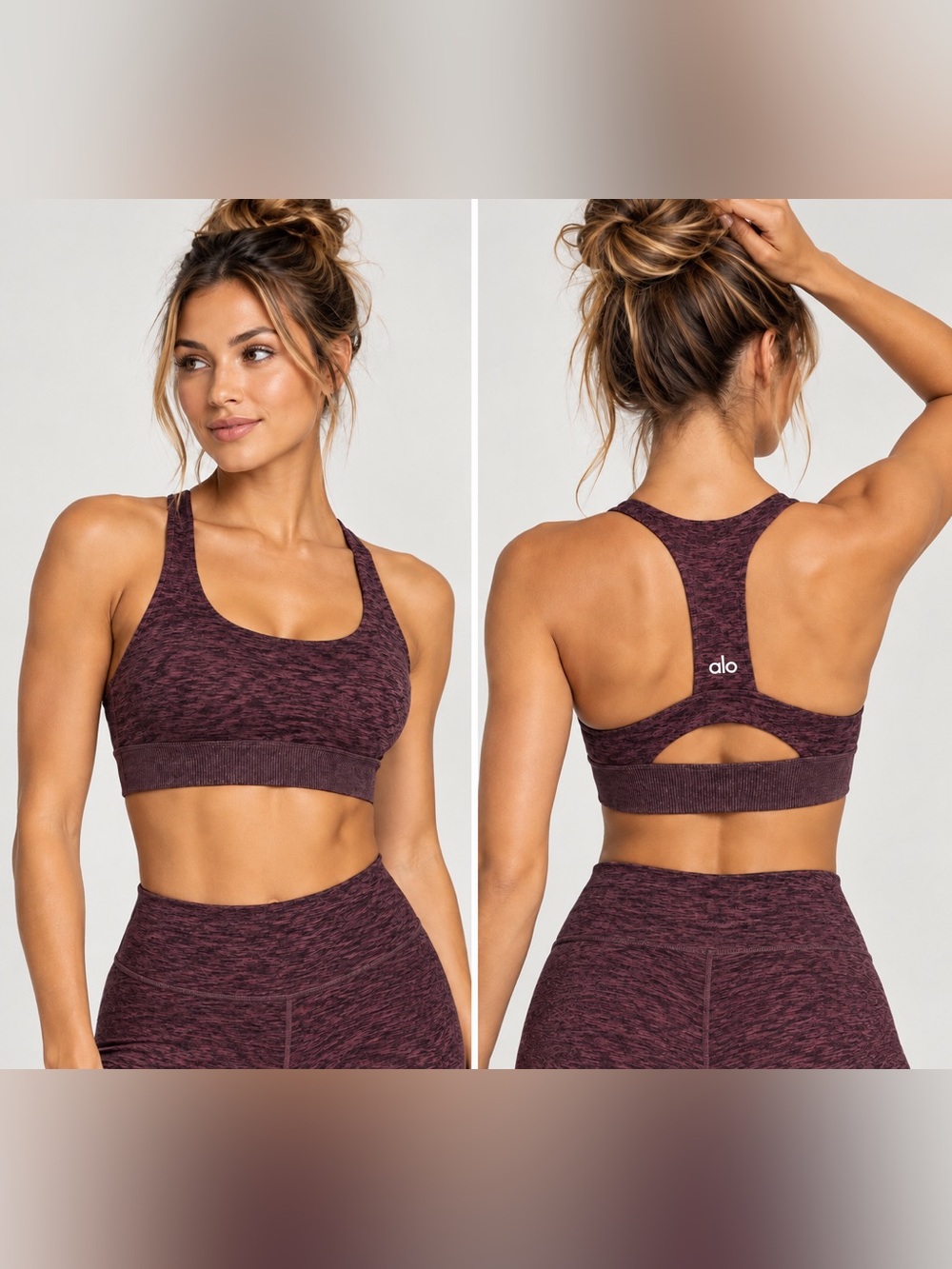 Alo Yoga Cherry Cola Seamless Racerback Sports Bra